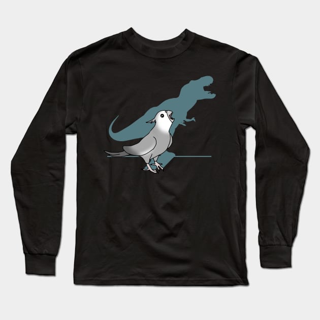 T-rex shadow - white faced grey cockatiel Long Sleeve T-Shirt by FandomizedRose